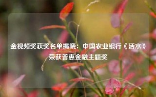 金视频奖获奖名单揭晓：中国农业银行《活水》荣获普惠金融主题奖