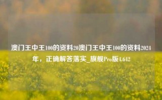 澳门王中王100的资料20澳门王中王100的资料2024年，正确解答落实_旗舰Pro版4.642