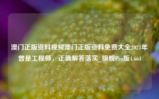 澳门正版资料视频澳门正版资料免费大全2021年曾是工程师，正确解答落实_旗舰Pro版4.664