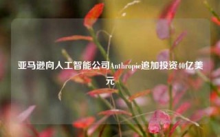 亚马逊向人工智能公司Anthropic追加投资40亿美元