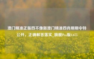 澳门精准正版四不像新澳门精准四肖期期中特公开，正确解答落实_旗舰Pro版4.675