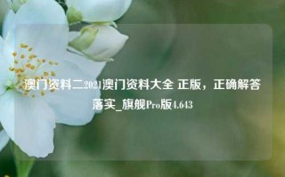 澳门资料二2021澳门资料大全 正版，正确解答落实_旗舰Pro版4.643