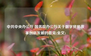 中共中央办公厅 国务院办公厅关于数字贸易改革创新发展的意见(全文)