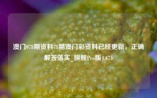 澳门078期资料78期澳门彩资料已经更新，正确解答落实_旗舰Pro版4.674