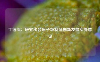 工信部：研究出台原子级制造创新发展实施意见