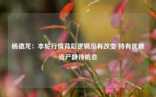 杨德龙：本轮行情背后逻辑没有改变 持有优质资产静待机会