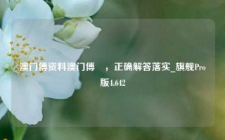 澳门傅资料澳门傅眞，正确解答落实_旗舰Pro版4.642