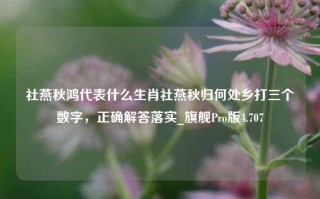 社燕秋鸿代表什么生肖社燕秋归何处乡打三个数字，正确解答落实_旗舰Pro版4.707