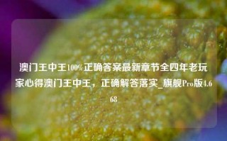 澳门王中王100%正确答案最新章节全四年老玩家心得澳门王中王，正确解答落实_旗舰Pro版4.668