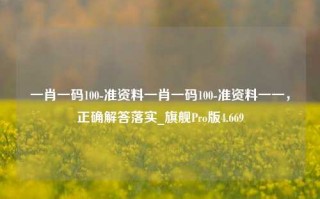 一肖一码100-准资料一肖一码100-准资料一一，正确解答落实_旗舰Pro版4.669