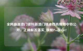 全网最准澳门资料新澳门精准四肖期期中特公开，正确解答落实_旗舰Pro版4.647