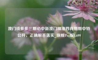 澳门钱多多三期必中新澳门精准四肖期期中特公开，正确解答落实_旗舰Pro版4.699