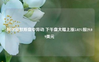 阿尔凯默斯盘中异动 下午盘大幅上涨5.02%报29.09美元