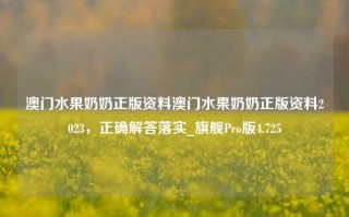 澳门水果奶奶正版资料澳门水果奶奶正版资料2023，正确解答落实_旗舰Pro版4.725