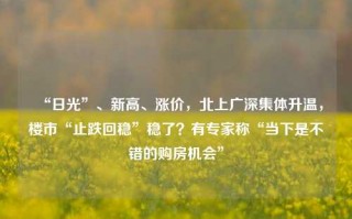 “日光”、新高、涨价，北上广深集体升温，楼市“止跌回稳”稳了？有专家称“当下是不错的购房机会”