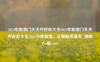 2024年新澳门天天开好彩大全2024年新澳门天天开好彩大全,2024今晚新澳，正确解答落实_旗舰Pro版4.661