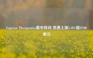 Capricor Therapeutics盘中异动 急速上涨5.18%报19.80美元