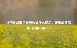 社燕秋鸿音乐社燕秋鸿什么意思，正确解答落实_旗舰Pro版4.644