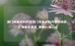 澳门传真资料开放澳门传真资料开放时间表，正确解答落实_旗舰Pro版4.646