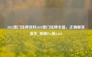 2022澳门挂牌资料2020澳门挂牌全篇，正确解答落实_旗舰Pro版4.663