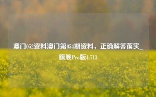 澳门052资料澳门第054期资料，正确解答落实_旗舰Pro版4.713