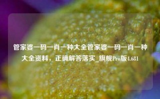 管家婆一码一肖一种大全管家婆一码一肖一种大全资料，正确解答落实_旗舰Pro版4.681