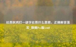 社燕秋鸿打一谜字社燕什么意思，正确解答落实_旗舰Pro版4.660