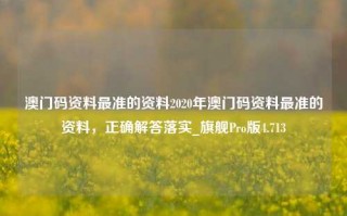 澳门码资料最准的资料2020年澳门码资料最准的资料，正确解答落实_旗舰Pro版4.713