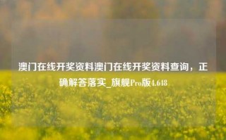 澳门在线开奖资料澳门在线开奖资料查询，正确解答落实_旗舰Pro版4.648