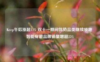 Keep午后涨超11% 双十一期间优势品类继续领跑 智能穿戴品牌销量增超25%