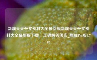 新澳天天开奖资料大全最新版新澳天天开奖资料大全最新版下载，正确解答落实_旗舰Pro版4.702