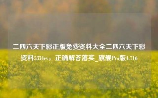 二四六天下彩正版免费资料大全二四六天下彩资料5334cv，正确解答落实_旗舰Pro版4.716