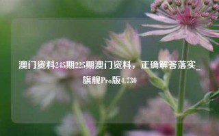 澳门资料245期225期澳门资料，正确解答落实_旗舰Pro版4.730