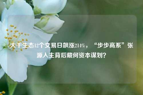 大千生态12个交易日飙涨214%，“步步高系”张源入主背后藏何资本谋划？-第1张图片-车辆报废_报废车厂_报废汽车回收_北京报废车-「北京报废汽车解体中心」