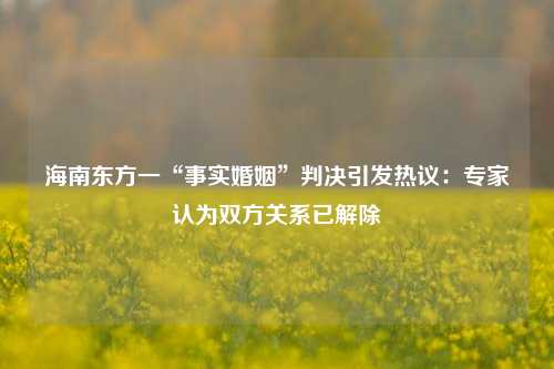 海南东方一“事实婚姻”判决引发热议：专家认为双方关系已解除-第1张图片-车辆报废_报废车厂_报废汽车回收_北京报废车-「北京报废汽车解体中心」