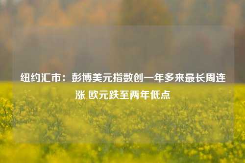 纽约汇市：彭博美元指数创一年多来最长周连涨 欧元跌至两年低点-第1张图片-车辆报废_报废车厂_报废汽车回收_北京报废车-「北京报废汽车解体中心」