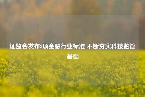 证监会发布8项金融行业标准 不断夯实科技监管基础-第1张图片-车辆报废_报废车厂_报废汽车回收_北京报废车-「北京报废汽车解体中心」