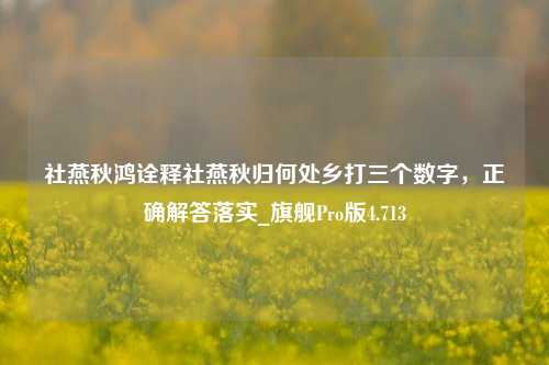 社燕秋鸿诠释社燕秋归何处乡打三个数字，正确解答落实_旗舰Pro版4.713-第1张图片-车辆报废_报废车厂_报废汽车回收_北京报废车-「北京报废汽车解体中心」