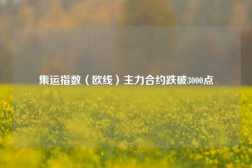 集运指数（欧线）主力合约跌破3000点-第1张图片-车辆报废_报废车厂_报废汽车回收_北京报废车-「北京报废汽车解体中心」