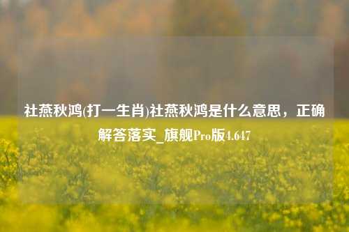 社燕秋鸿(打一生肖)社燕秋鸿是什么意思，正确解答落实_旗舰Pro版4.647-第1张图片-车辆报废_报废车厂_报废汽车回收_北京报废车-「北京报废汽车解体中心」