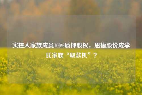 实控人家族成员100%质押股权，恩捷股份成李氏家族“取款机”？-第1张图片-车辆报废_报废车厂_报废汽车回收_北京报废车-「北京报废汽车解体中心」