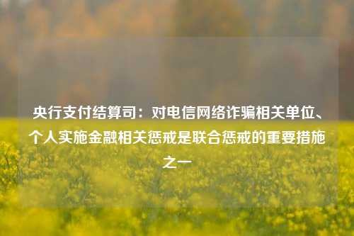 央行支付结算司：对电信网络诈骗相关单位、个人实施金融相关惩戒是联合惩戒的重要措施之一-第1张图片-车辆报废_报废车厂_报废汽车回收_北京报废车-「北京报废汽车解体中心」