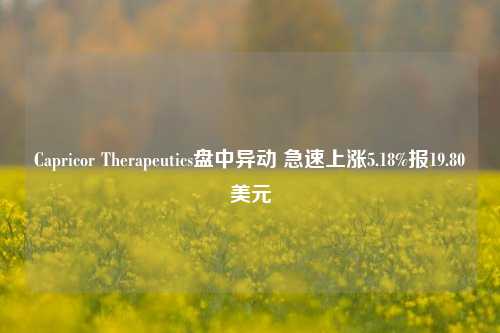 Capricor Therapeutics盘中异动 急速上涨5.18%报19.80美元-第1张图片-车辆报废_报废车厂_报废汽车回收_北京报废车-「北京报废汽车解体中心」