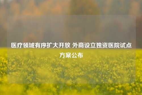 医疗领域有序扩大开放 外商设立独资医院试点方案公布-第1张图片-车辆报废_报废车厂_报废汽车回收_北京报废车-「北京报废汽车解体中心」