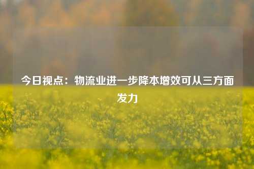 今日视点：物流业进一步降本增效可从三方面发力-第1张图片-车辆报废_报废车厂_报废汽车回收_北京报废车-「北京报废汽车解体中心」